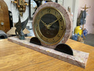 French Art Deco UCRA Bronze Swan Marble Mantle Garniture Clock Set by Marefbay