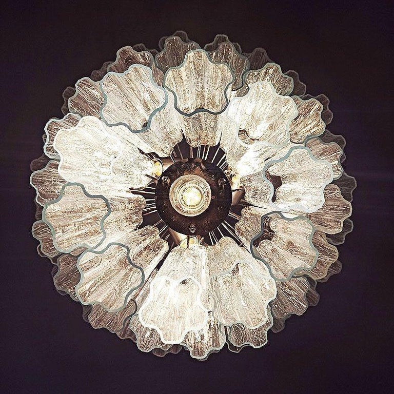 Mid-century Murano Glass Tronchi Pendant Chandelier by Venini