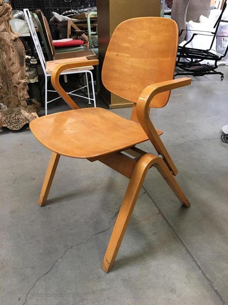 Midcentury Thonet Bent Plywood Armchairs by Joe Atkinson, Set of 5