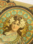 Art Nouveau Satin Lined Jewelry Box with/ Portrait on Cover