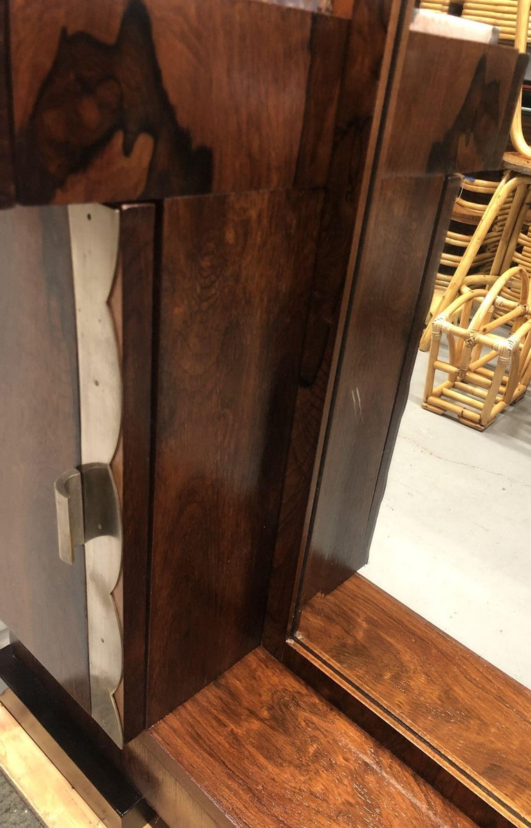 Art Deco Donald Deskey Style Palisander Wood and Marble Vanity w/ Full Mirror