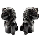 Hand Carved Ebony Wood King Tut Tutankhamen Pharaoh Bust Book Ends Signed 1974