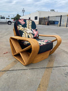 Restored MCM Frankl Style Six-strand Rattan Sofa, Table, Chair Livingroom Set