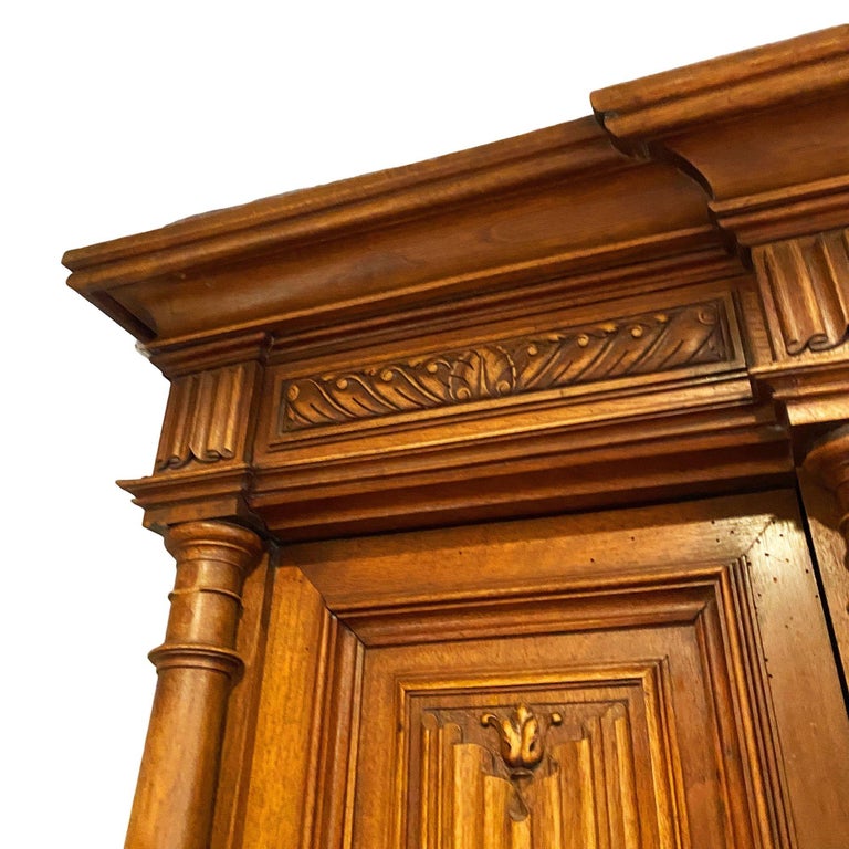 19th Century French Henry II Renaissance Carved Walnut Buffet Sideboard Cabinet