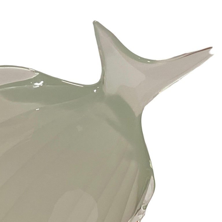 Murano Crystal Glass Angel Fish Sculture On Wave by Licio Zanetti