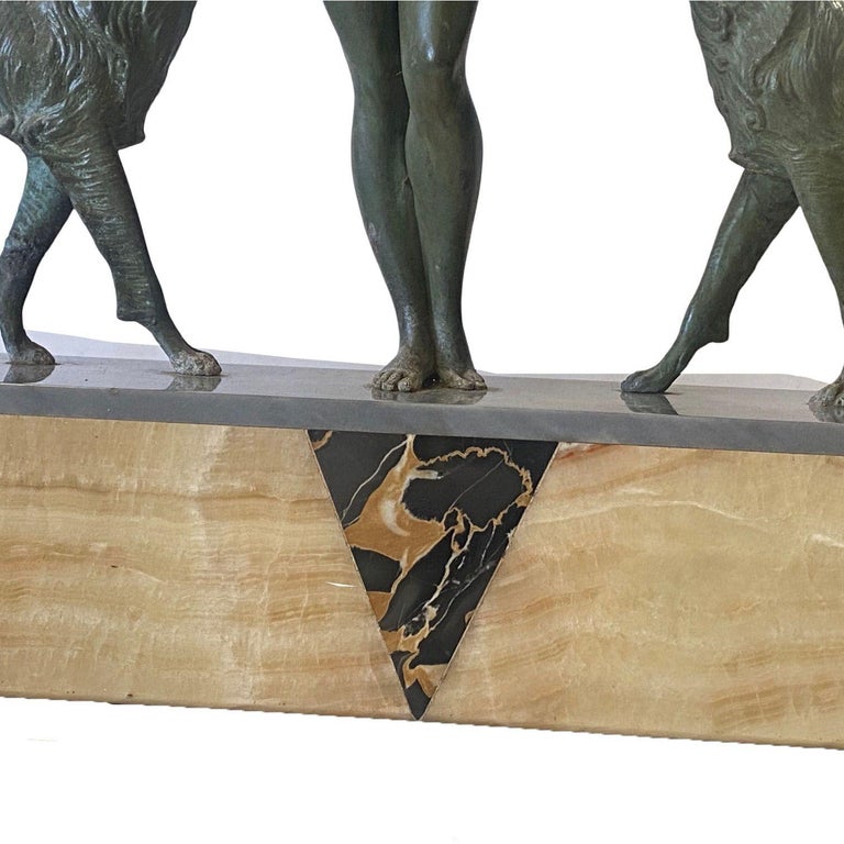 Art Deco Light-up Flapper Bronze Patina Sculpture by Enrique Molins-Balleste