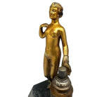 Art Deco Spelter Metal Nude Flapper Goddess Desktop Torch Tip Table Lighter