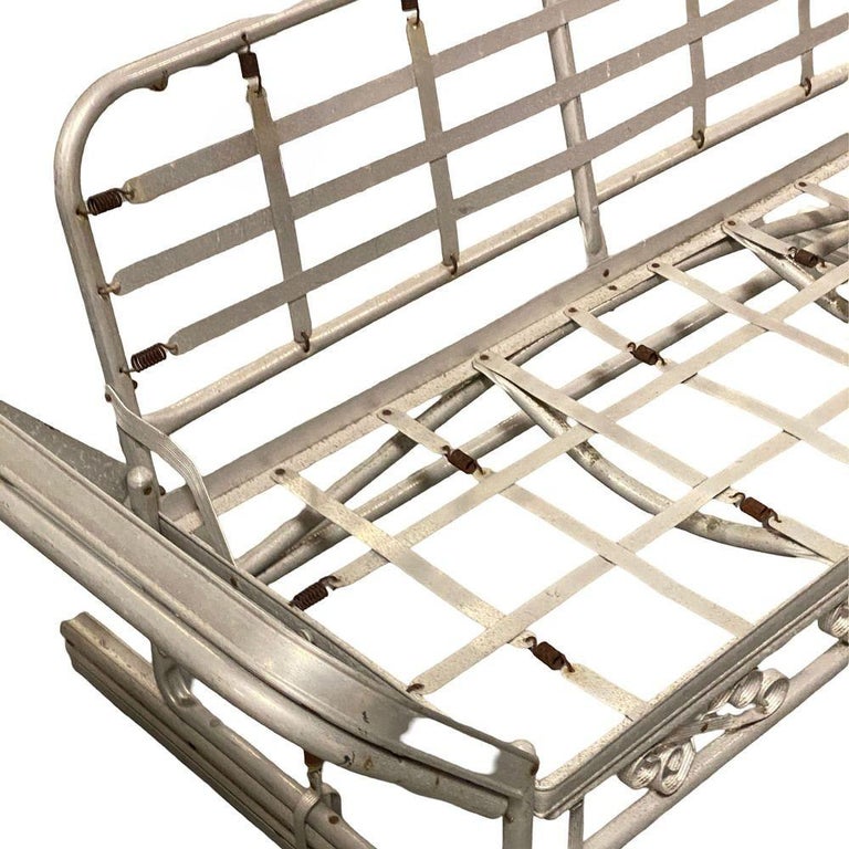 Mid-century Aluminum Patio/Outdoor Sofa Lounge/Daybed w/ Scrolling Base