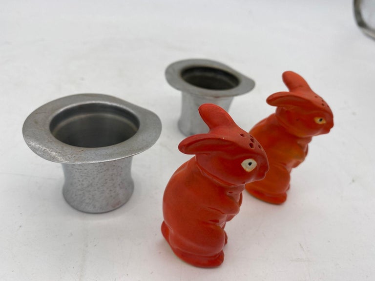 Magician Silver Bunny in a Hat Rabbit Figural Collection