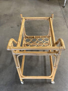 Restored Mid Century Rattan Bar Cart w/ Bottle Holder by Angraves, circa 1970