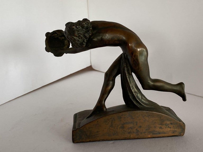 Art Nouveau Nude Female Nymph Cast Bronze Bookends, Pair