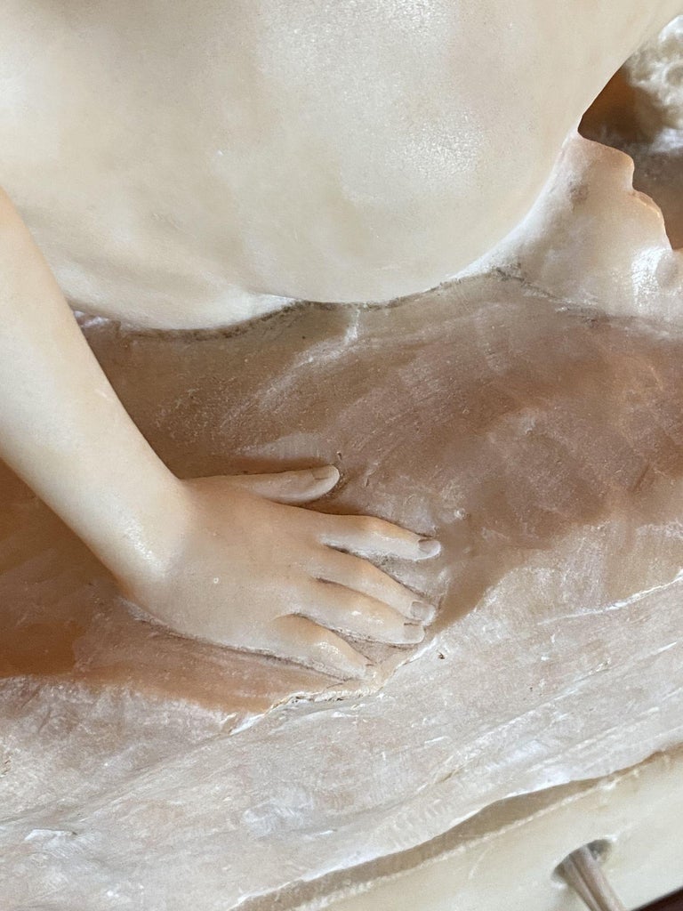 Hand Carved Nude Light Alabaster Glamour Sculpture, Circa 1920