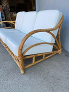 Rare Restored "1940s Transition" Rattan Sofa and Lounge Chair Living Room Set