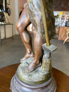 French "Le Travail" Hammership Spelter Sculpture by Francois Moreau, Circa 1900