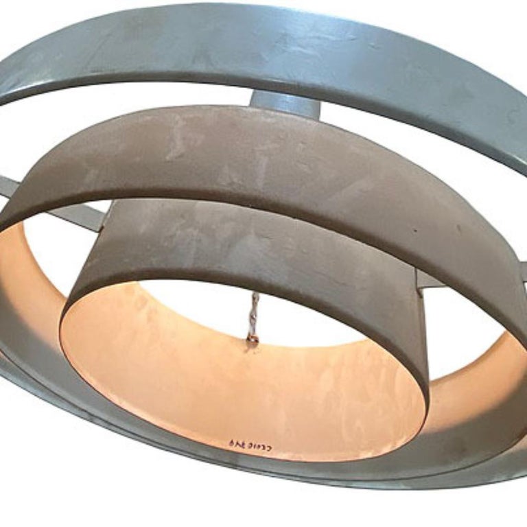 Mid-Century "Saturn" Ceiling Steel 19" Pendant by Kurt Versen, 22 Available