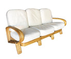 Restored Quad Pole "R" Arm 3 Seat Rattan Sofa
