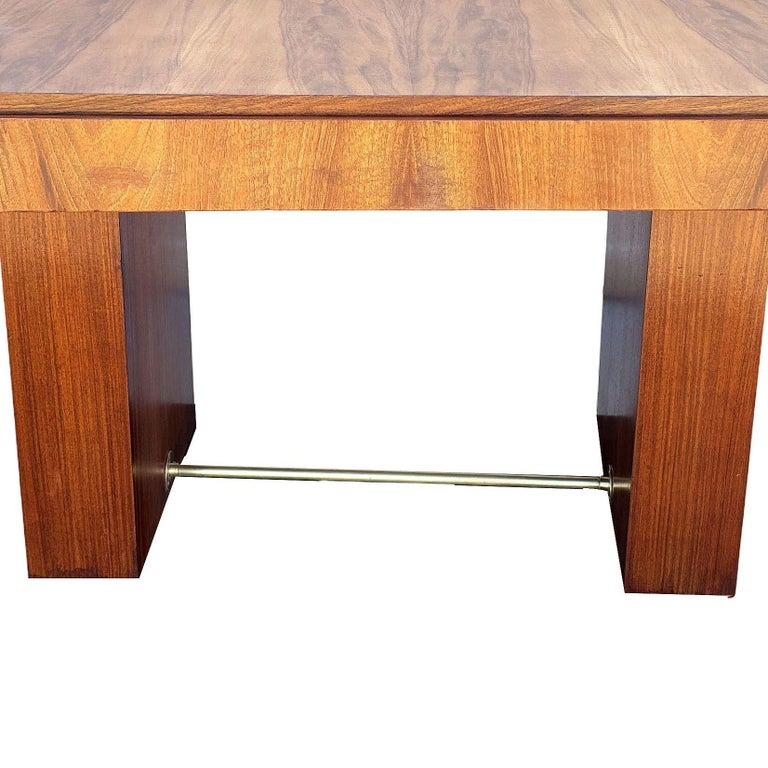 Art Deco Geometric Walnut Dining Table Desk Inspired by Charles Dudouyt