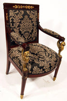 French Federal EmpireStyle Victorian Cherry Wood Armchairs, Set of Four