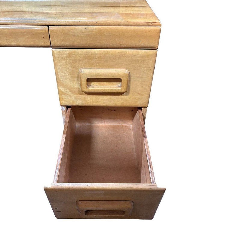 MCM Blond Maple Vanity/ Dressing Table w/ Bench by Russel Wright for Con