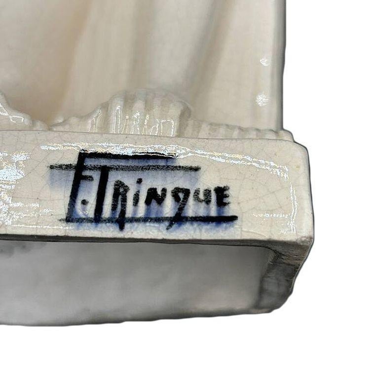 French Art Deco Nude Female Ceramic Sculpture signed by F. Trinque