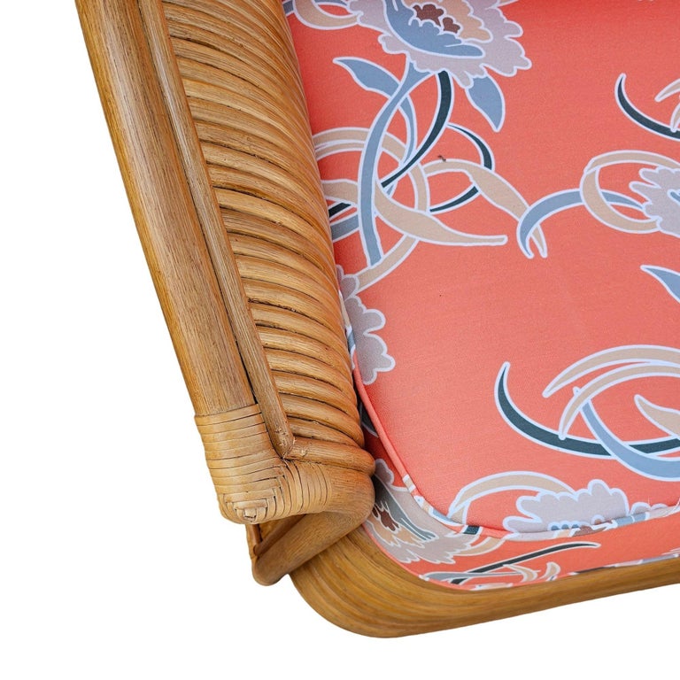 Restored "Golden Girls" Art Deco Rattan "Fan Arm" Three-Seat Sofa