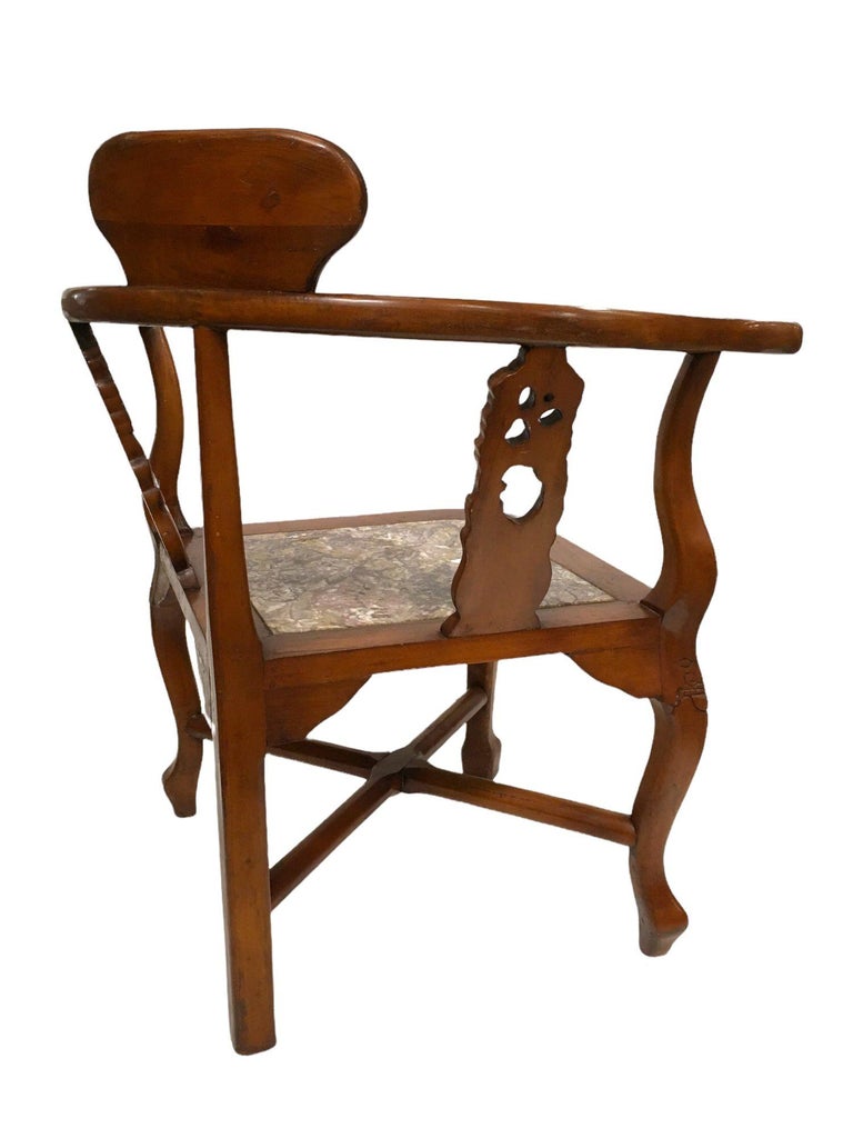 Rosewood Horseshoe Chair with Marble Seat by James Mont, Pair