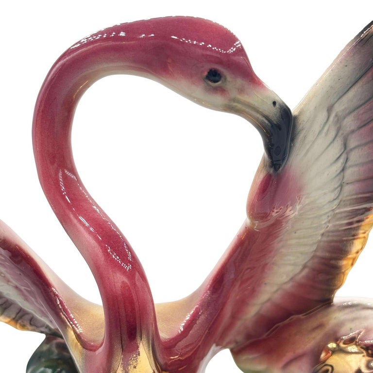 1956 Ceramic Flamingo Tropical Pond Indoor Planter by Lane & Company California