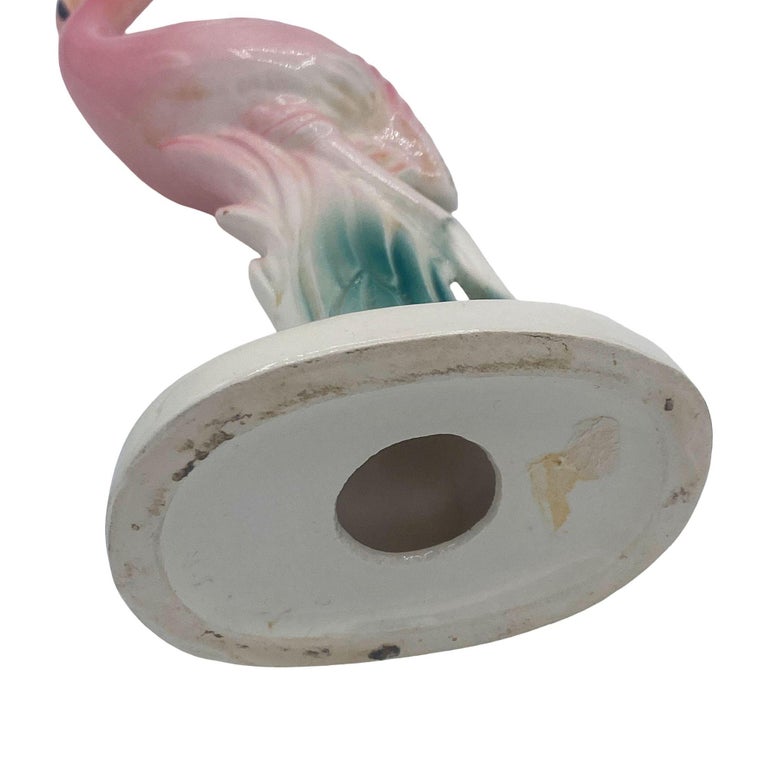 Mid-century "Meeting in Florida" Matching Ceramic Pink Flamingo Statues, Pair