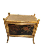 Victorian Chinoiserie Tiger Bamboo Nightstand with Hand-Painted Lacquer Front