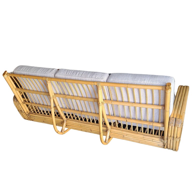 Original Historic Hand Made 4- Strand Square Pretzel Rattan Lounge & Sofa Set