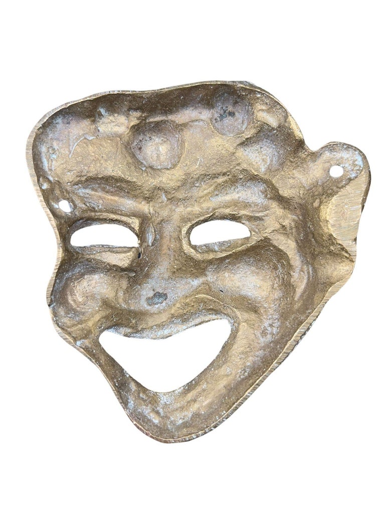 MCM Greek Theater Masks Comedy & Tragedy Wall Sculpture Hand-cast in Bronze Pair