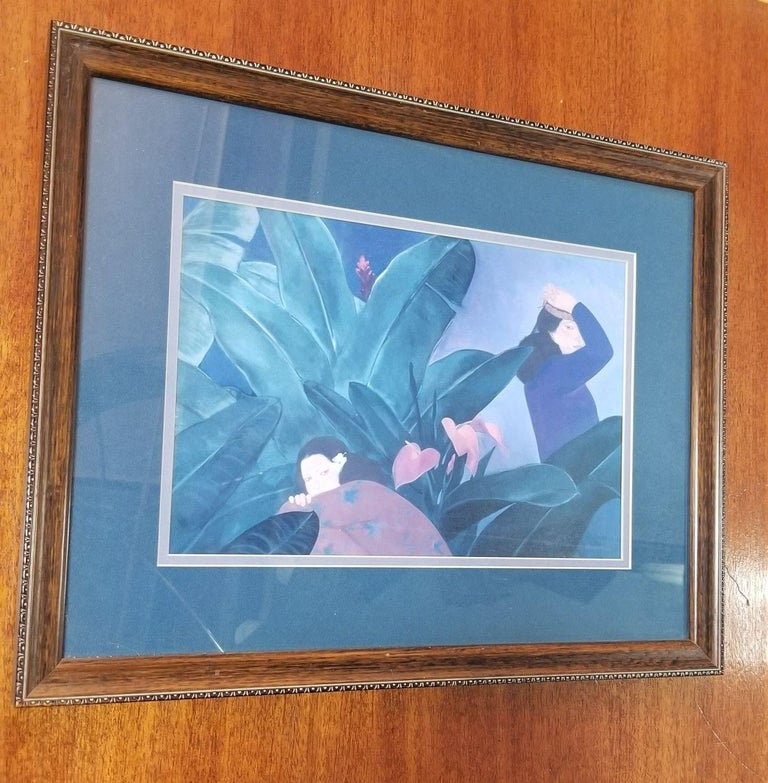 Set of 4 "Women of Hawaii" Serigraph Art Prints by Pegge Hopper