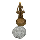 Art Deco Nude Woman Seated at Pool Bronze & Crystal Sculpter Ashtray by Nuart