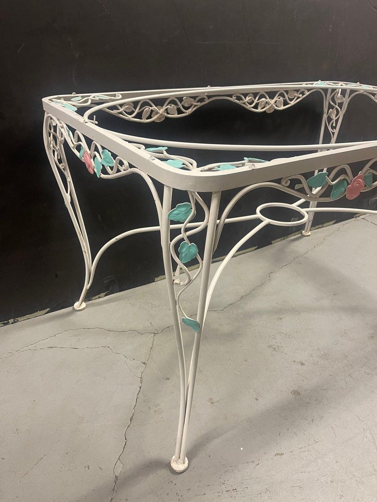 Pink Rose White Iron Garden Table and Chairs Set