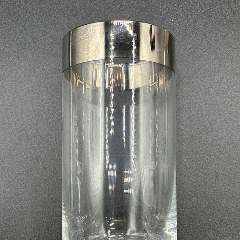 Set of 7 Barware HighBall Tumbler Glass w/ Silver Rim by Dorothy Thorpe
