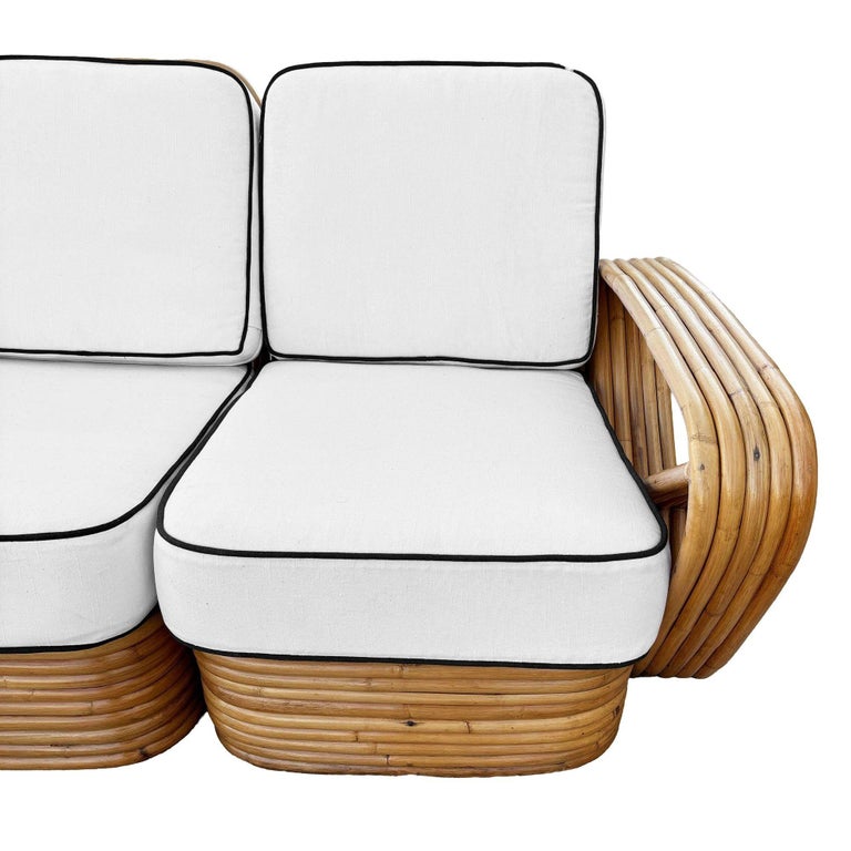 Restored Paul T Frankl Style Rattan 5-Strand Square Pretzel 5-Seat Sectional