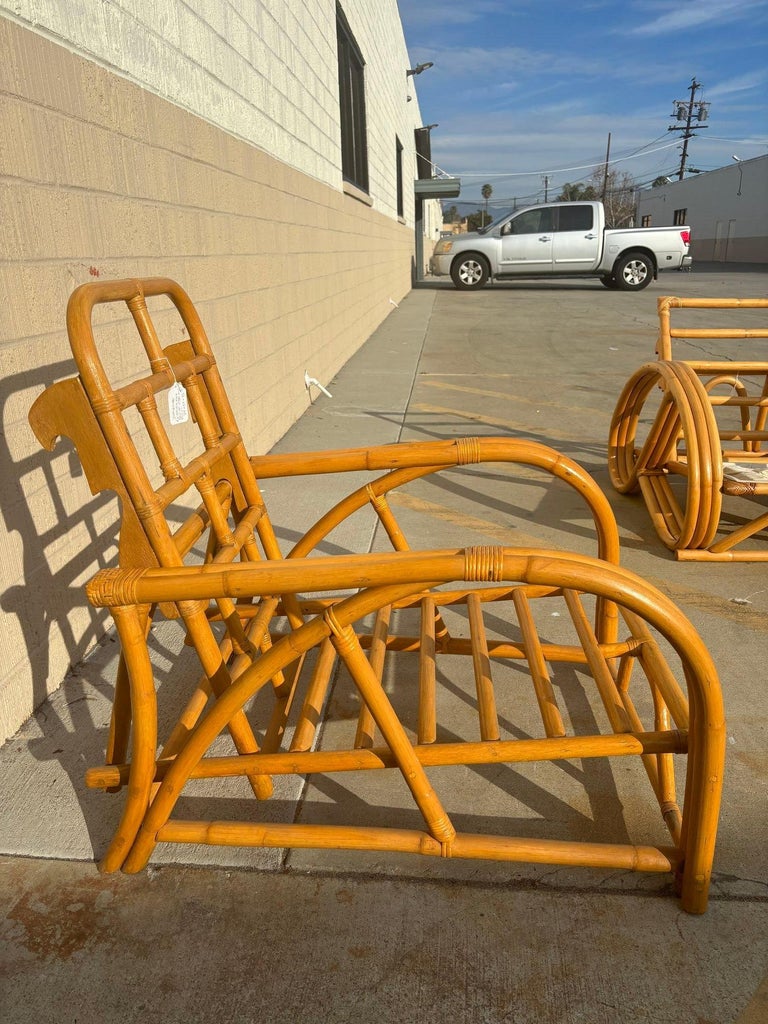 Restored 1940's Transition Rattan Recliner Lounge Chair