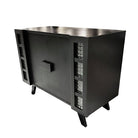 Mid Century James Mont Styled Black Lacquered & Glass Bar Cabinet & TV Stand