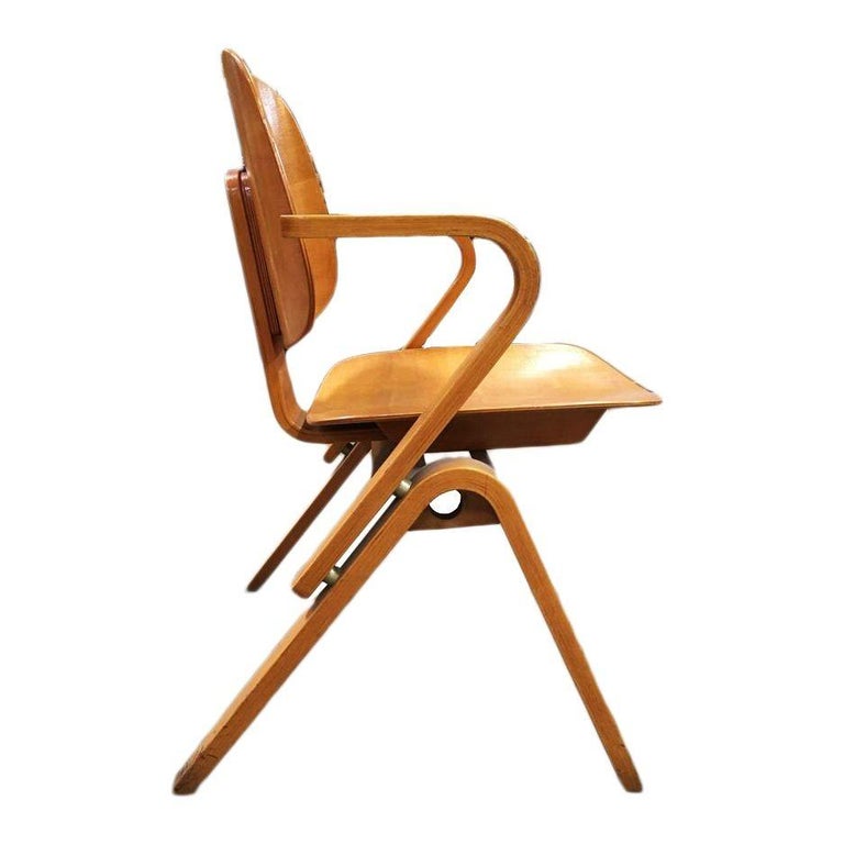 Midcentury Thonet Bent Plywood Armchairs by Joe Atkinson, Set of 5