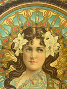 Art Nouveau Satin Lined Jewelry Box with/ Portrait on Cover