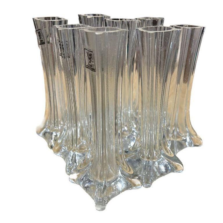 1980s Transparent Art Glass Flower Bud Vase by Royal Art Glass, Set of 10