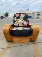 Restored MCM Frankl Style Six-strand Rattan Sofa, Table, Chair Livingroom Set