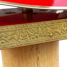Mid-Century Pagoda Enameled Red Metal & Gold-Tone Tole Chinoiserie Chandelier