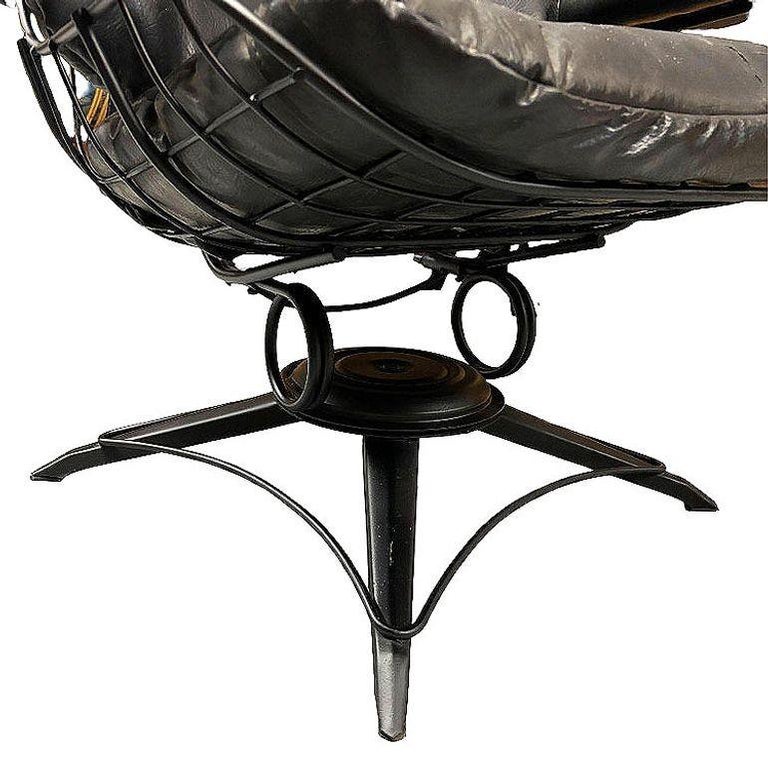 MCM Model 90 "Riviera" Swivel Springer Iron Lounge Chair w/ Ottoman by Homecrest