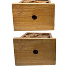 Restored Mid-century Hawaiian Carved Mango Wood Panel Lantern Table Lamps, Pair