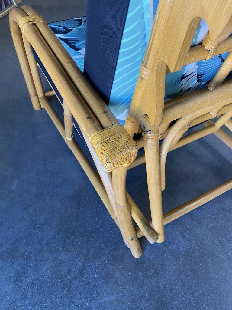 Restored Two-Strand "40s Transition" Adjustable Rattan Lounge Chair