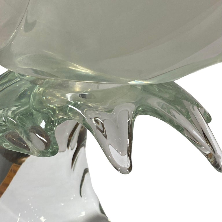 Murano Crystal Glass Angel Fish Sculture On Wave by Licio Zanetti