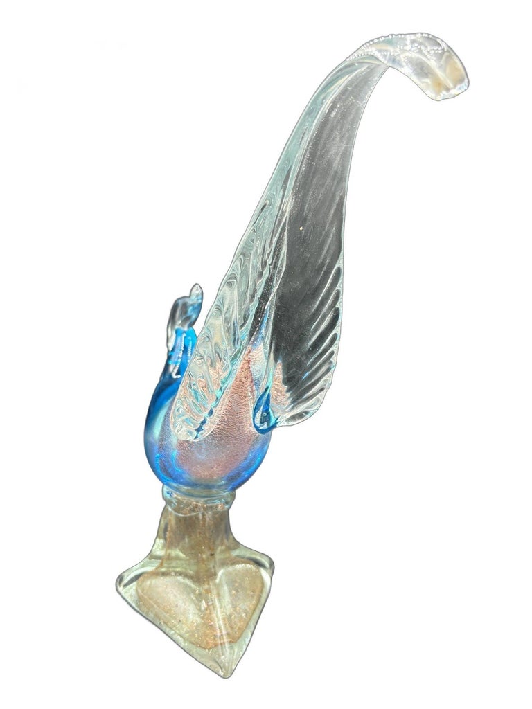 Mide-century Murano Pheasant Art Glass Sculpture attributed to Barovier & Toso