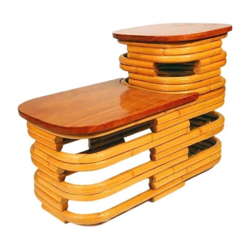 Restored Mid-Century Rattan and Mahogany Living Room Set