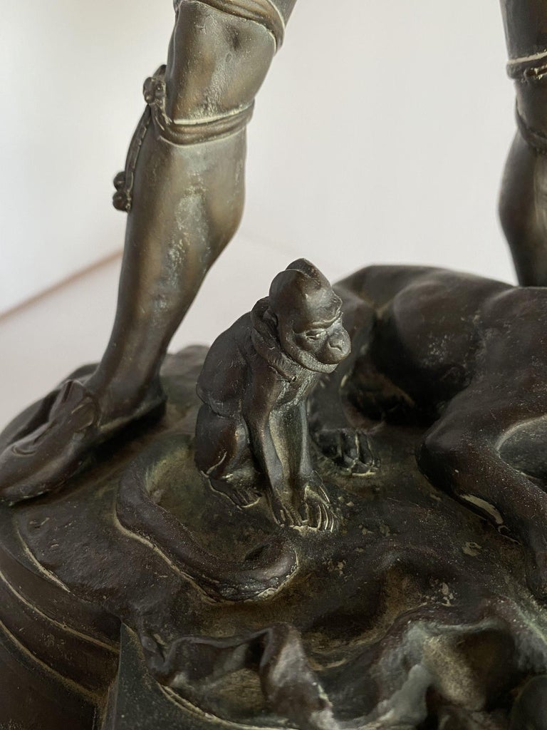 Victorian Bronze Jester Sculpture by After Alfred Barye, France 1860